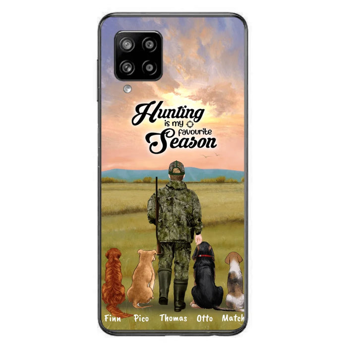 Custom Personalized Hunting Phone Case - Man/Woman With Upto 4 Dogs - Phone Case For iPhone And Samsung - 4168OK