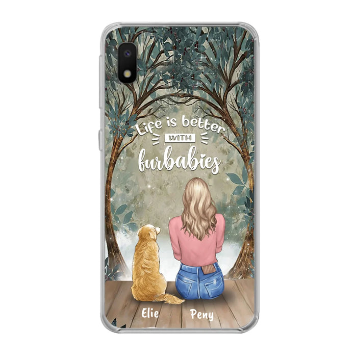 Custom Personalized Pet Mom Phone Case - Girl With Upto 5 Pets - Life Is Better With Furbabies -Phone Case For iPhone And Samsung