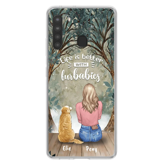 Custom Personalized Pet Mom Phone Case - Girl With Upto 5 Pets - Life Is Better With Furbabies -Phone Case For iPhone And Samsung