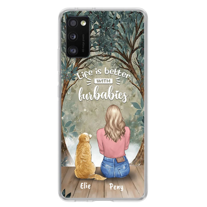 Custom Personalized Pet Mom Phone Case - Girl With Upto 5 Pets - Life Is Better With Furbabies -Phone Case For iPhone And Samsung