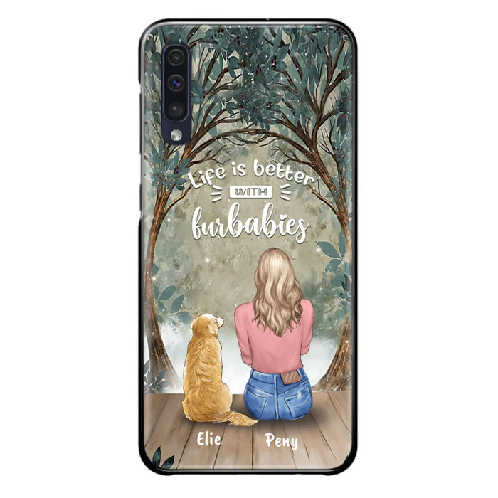 Custom Personalized Pet Mom Phone Case - Girl With Upto 5 Pets - Life Is Better With Furbabies -Phone Case For iPhone And Samsung