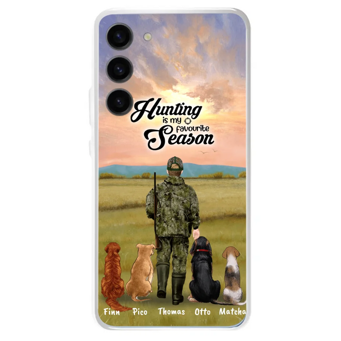 Custom Personalized Hunting Phone Case - Man/Woman With Upto 4 Dogs - Phone Case For iPhone And Samsung - 4168OK