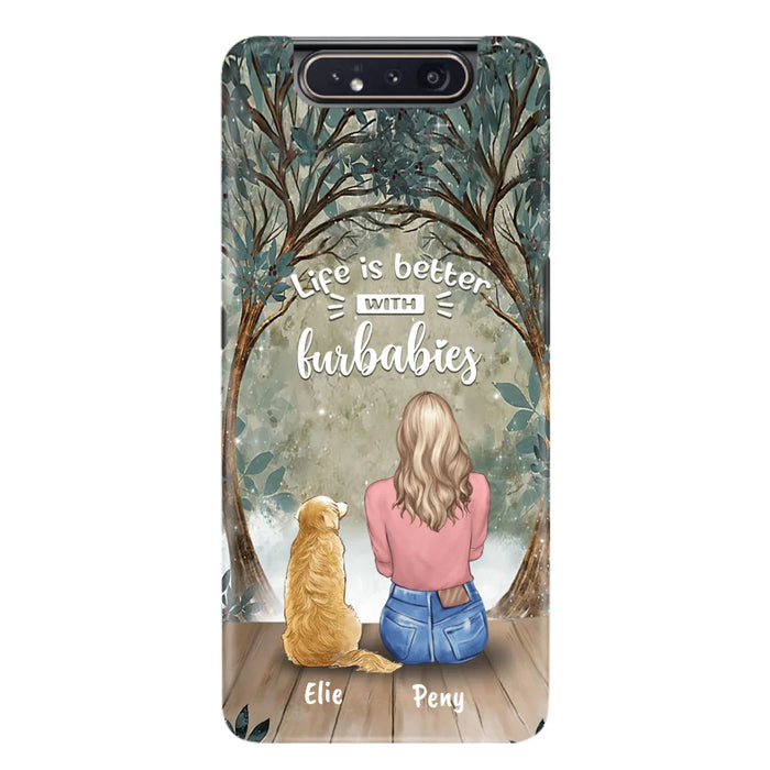 Custom Personalized Pet Mom Phone Case - Girl With Upto 5 Pets - Life Is Better With Furbabies -Phone Case For iPhone And Samsung