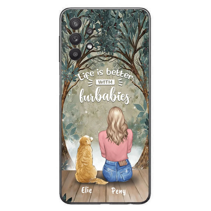 Custom Personalized Pet Mom Phone Case - Girl With Upto 5 Pets - Life Is Better With Furbabies -Phone Case For iPhone And Samsung