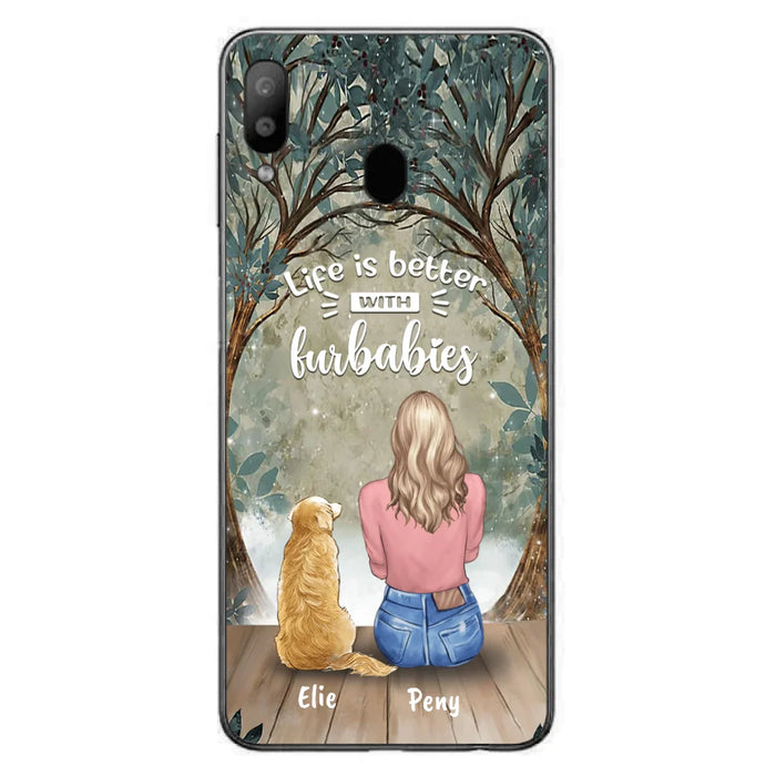 Custom Personalized Pet Mom Phone Case - Girl With Upto 5 Pets - Life Is Better With Furbabies -Phone Case For iPhone And Samsung