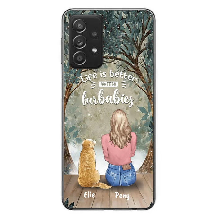 Custom Personalized Pet Mom Phone Case - Girl With Upto 5 Pets - Life Is Better With Furbabies -Phone Case For iPhone And Samsung