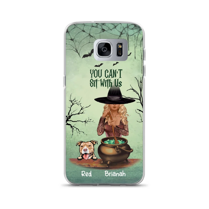 Custom Personalized Dog And Witch Phone Case - Upto 4 Dogs - You Can't Sit With Us -  Phone Case For iPhone and Samsung