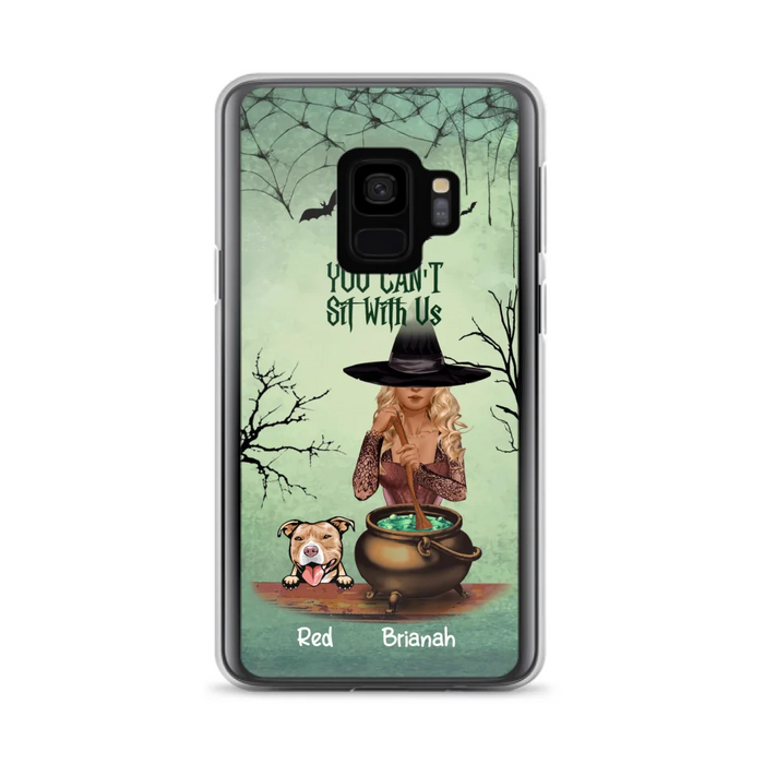 Custom Personalized Dog And Witch Phone Case - Upto 4 Dogs - You Can't Sit With Us -  Phone Case For iPhone and Samsung