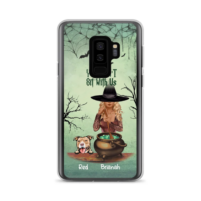 Custom Personalized Dog And Witch Phone Case - Upto 4 Dogs - You Can't Sit With Us -  Phone Case For iPhone and Samsung