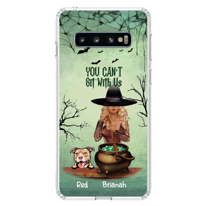 Custom Personalized Dog And Witch Phone Case - Upto 4 Dogs - You Can't Sit With Us -  Phone Case For iPhone and Samsung