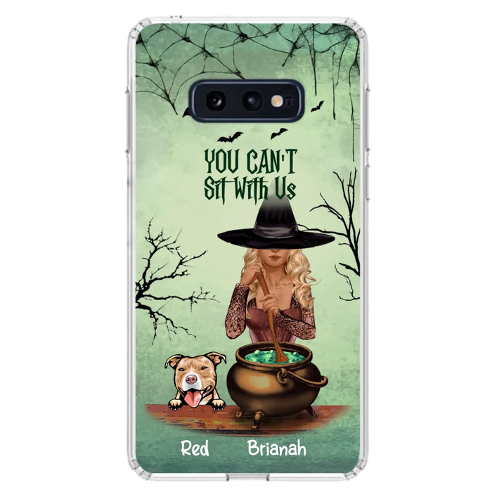 Custom Personalized Dog And Witch Phone Case - Upto 4 Dogs - You Can't Sit With Us -  Phone Case For iPhone and Samsung