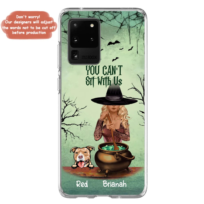 Custom Personalized Dog And Witch Phone Case - Upto 4 Dogs - You Can't Sit With Us -  Phone Case For iPhone and Samsung