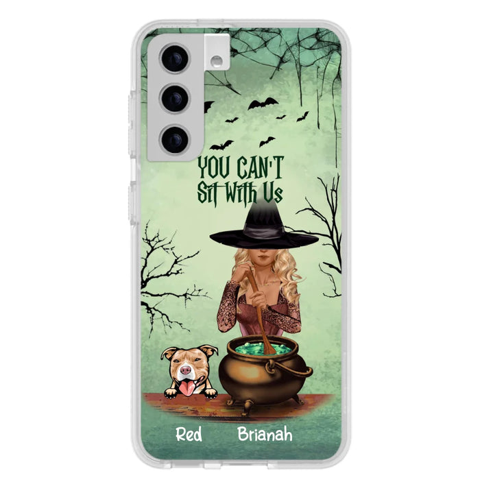 Custom Personalized Dog And Witch Phone Case - Upto 4 Dogs - You Can't Sit With Us -  Phone Case For iPhone and Samsung