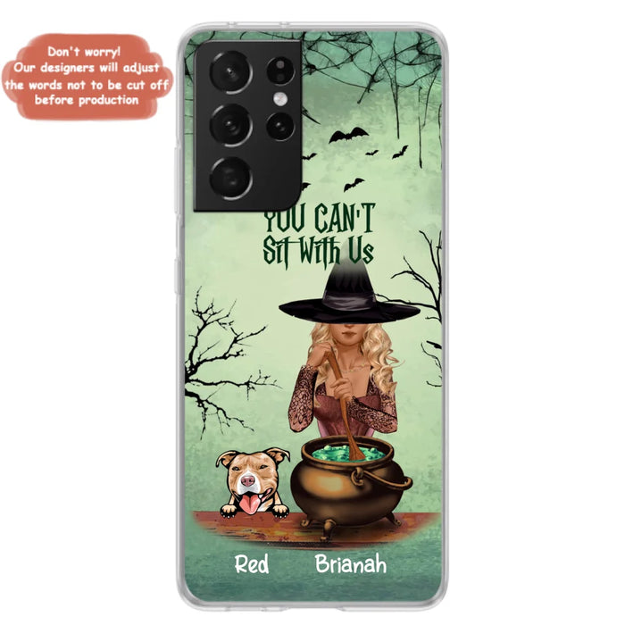 Custom Personalized Dog And Witch Phone Case - Upto 4 Dogs - You Can't Sit With Us -  Phone Case For iPhone and Samsung