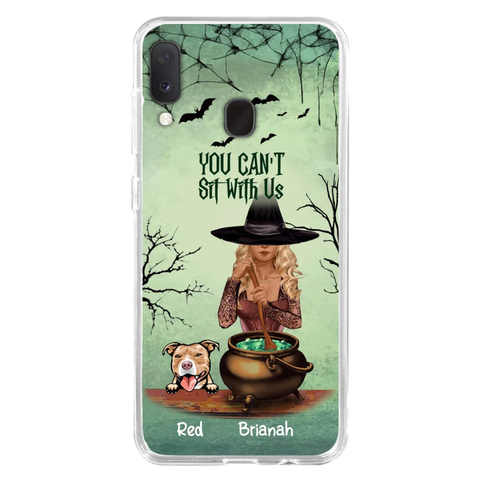 Custom Personalized Dog And Witch Phone Case - Upto 4 Dogs - You Can't Sit With Us -  Phone Case For iPhone and Samsung