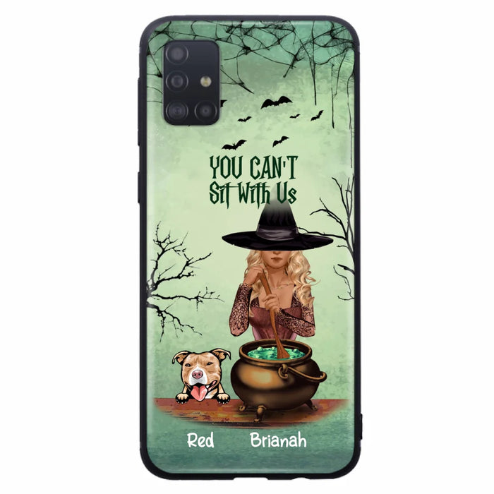 Custom Personalized Dog And Witch Phone Case - Upto 4 Dogs - You Can't Sit With Us -  Phone Case For iPhone and Samsung