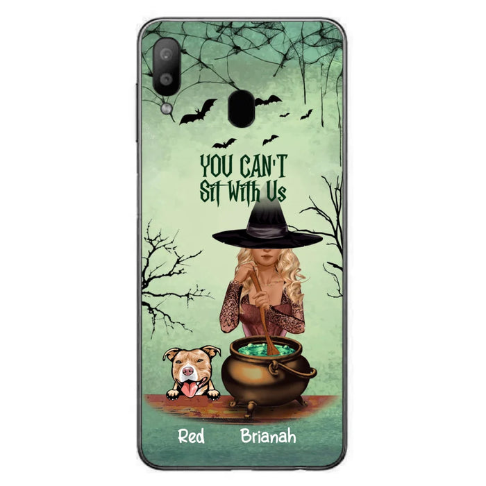 Custom Personalized Dog And Witch Phone Case - Upto 4 Dogs - You Can't Sit With Us -  Phone Case For iPhone and Samsung