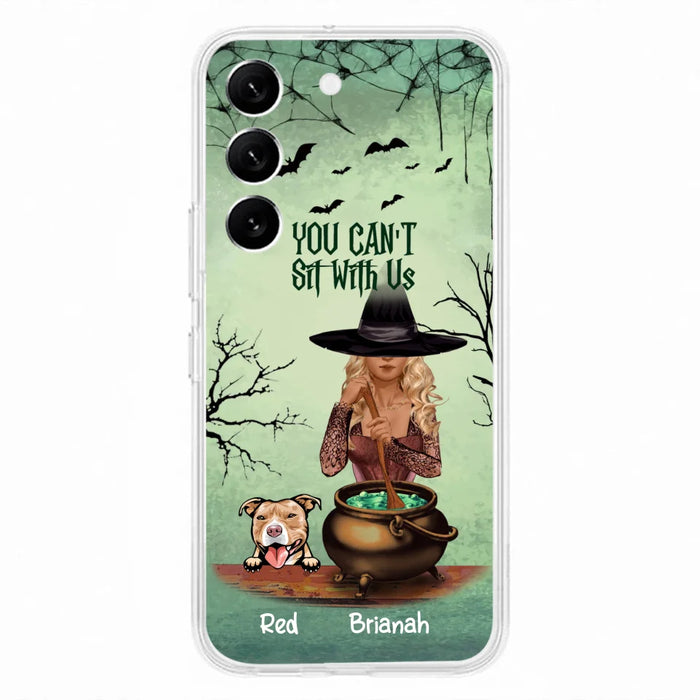 Custom Personalized Dog And Witch Phone Case - Upto 4 Dogs - You Can't Sit With Us -  Phone Case For iPhone and Samsung