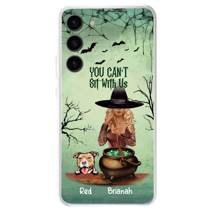 Custom Personalized Dog And Witch Phone Case - Upto 4 Dogs - You Can't Sit With Us -  Phone Case For iPhone and Samsung