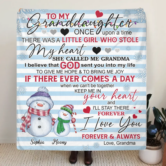 Personalized Grandma Quilt/Single Layer Fleece Blanket - Gift Idea For Grandma - Upto 5 Grandkids -   I Love You Forever & Always