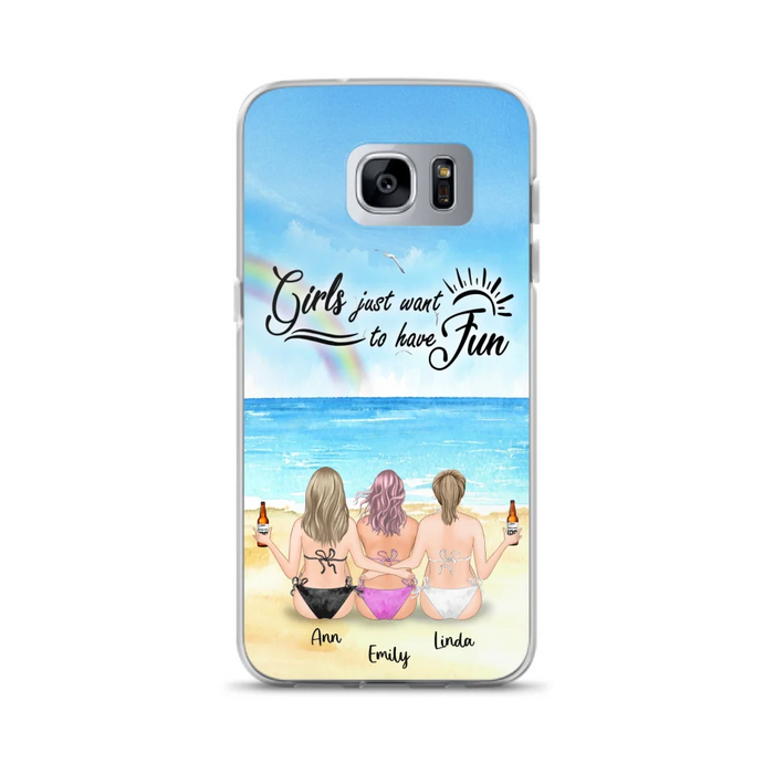 Personalized Best Friends Phone Case - Upto 3 Besties - Girls Just Want To Have Fun