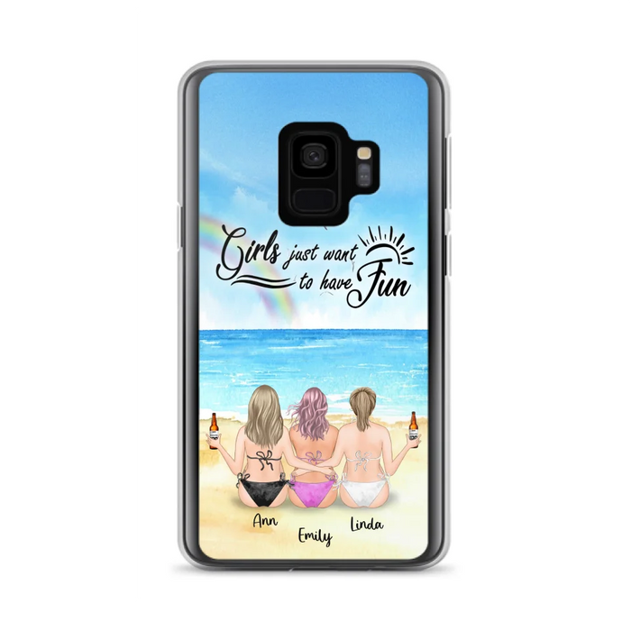 Personalized Best Friends Phone Case - Upto 3 Besties - Girls Just Want To Have Fun