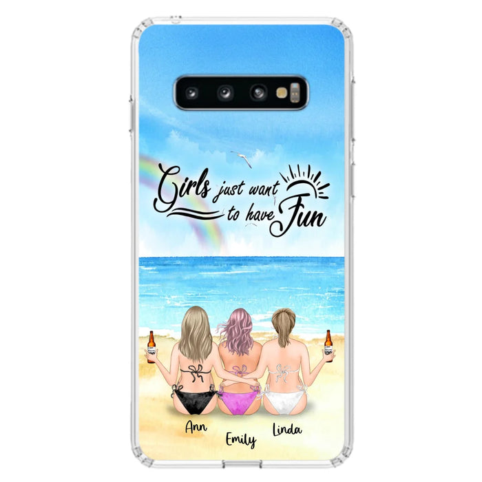 Personalized Best Friends Phone Case - Upto 3 Besties - Girls Just Want To Have Fun