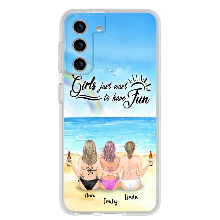 Personalized Best Friends Phone Case - Upto 3 Besties - Girls Just Want To Have Fun