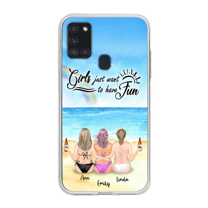 Personalized Best Friends Phone Case - Upto 3 Besties - Girls Just Want To Have Fun