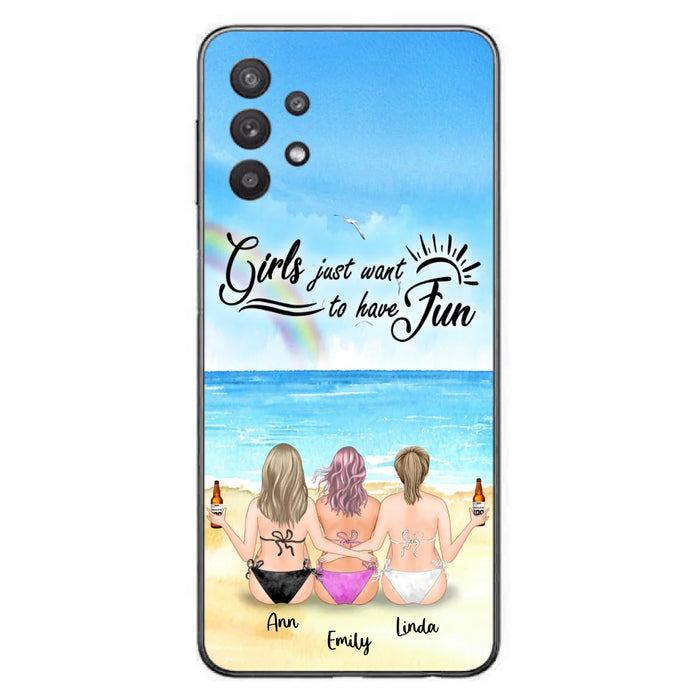 Personalized Best Friends Phone Case - Upto 3 Besties - Girls Just Want To Have Fun