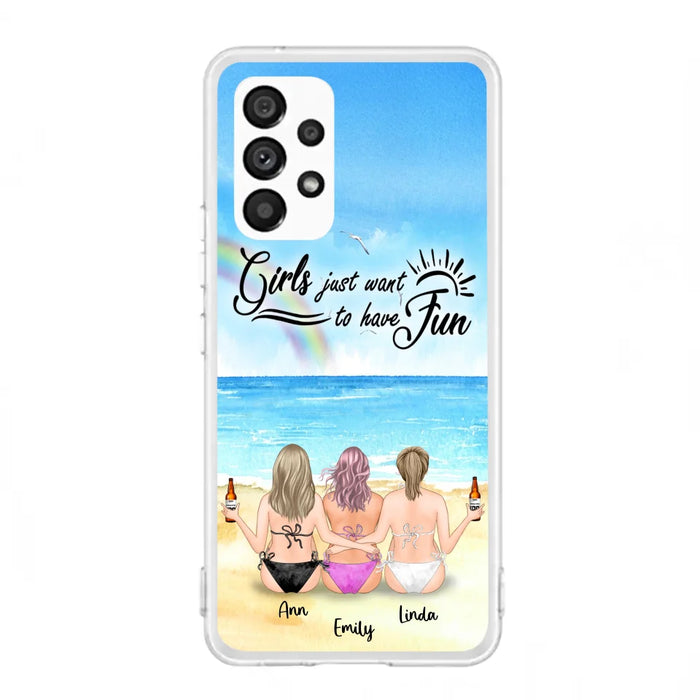 Personalized Best Friends Phone Case - Upto 3 Besties - Girls Just Want To Have Fun