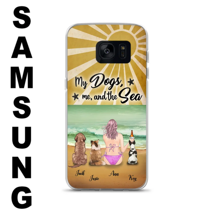 Custom Personalized Dog Mom Phone Case - Gifts For Dog Lovers With Upto 3 Dogs - My Dogs,Me And The Sea