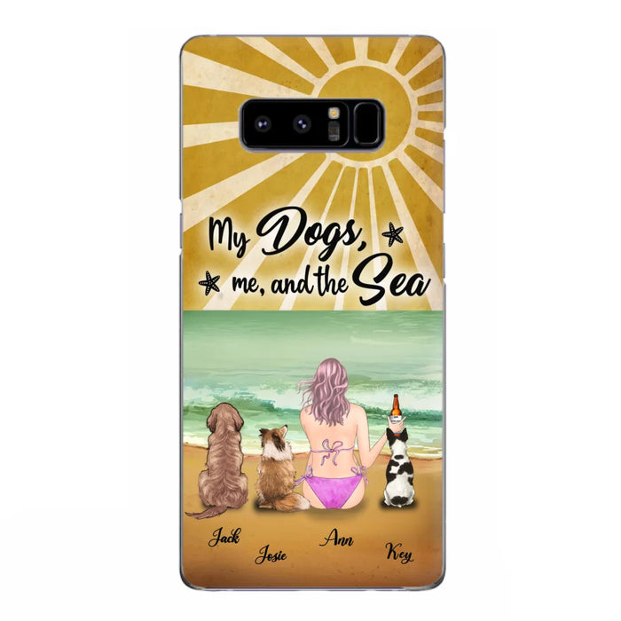 Custom Personalized Dog Mom Phone Case - Gifts For Dog Lovers With Upto 3 Dogs - My Dogs,Me And The Sea