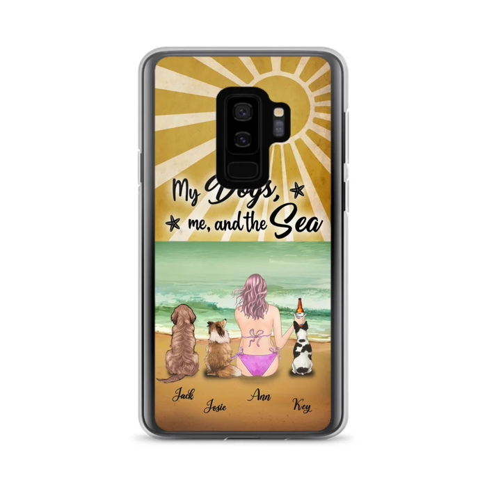 Custom Personalized Dog Mom Phone Case - Gifts For Dog Lovers With Upto 3 Dogs - My Dogs,Me And The Sea