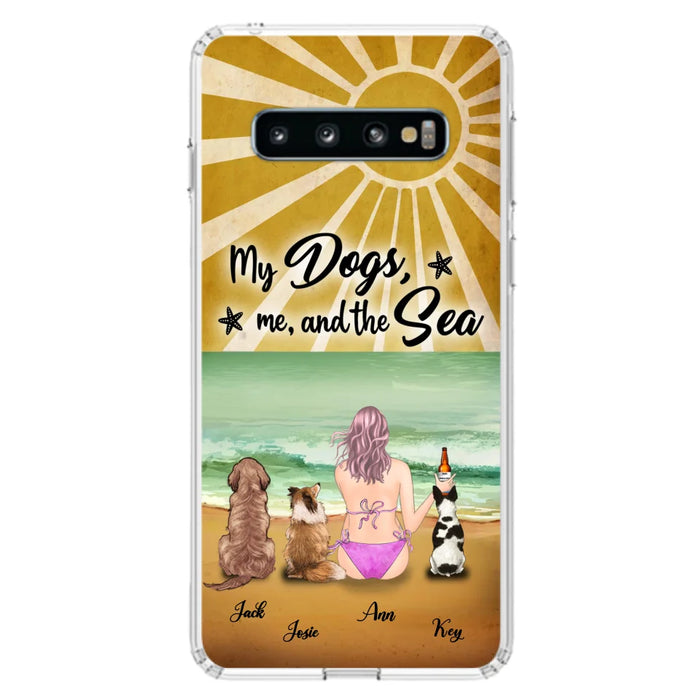 Custom Personalized Dog Mom Phone Case - Gifts For Dog Lovers With Upto 3 Dogs - My Dogs,Me And The Sea