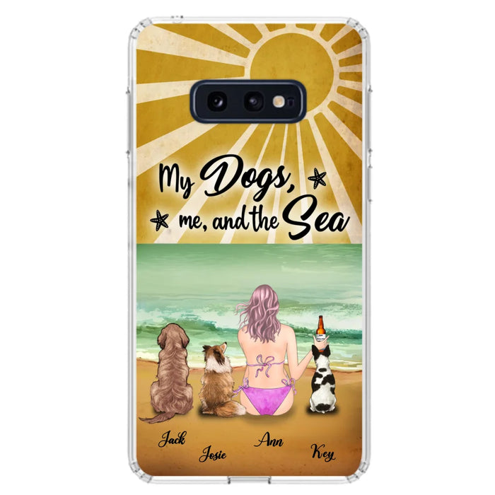 Custom Personalized Dog Mom Phone Case - Gifts For Dog Lovers With Upto 3 Dogs - My Dogs,Me And The Sea