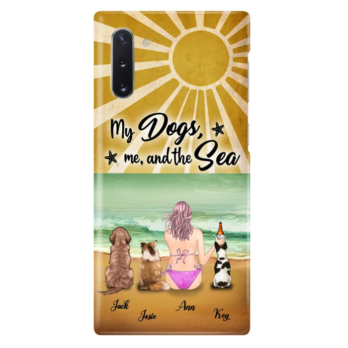 Custom Personalized Dog Mom Phone Case - Gifts For Dog Lovers With Upto 3 Dogs - My Dogs,Me And The Sea