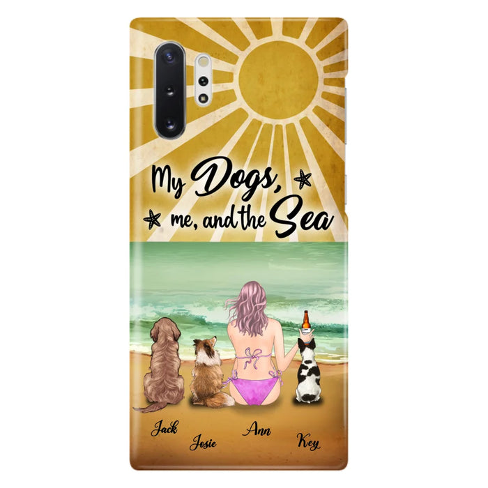 Custom Personalized Dog Mom Phone Case - Gifts For Dog Lovers With Upto 3 Dogs - My Dogs,Me And The Sea