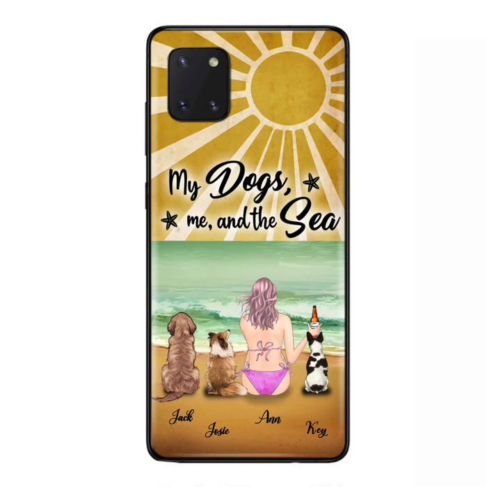 Custom Personalized Dog Mom Phone Case - Gifts For Dog Lovers With Upto 3 Dogs - My Dogs,Me And The Sea