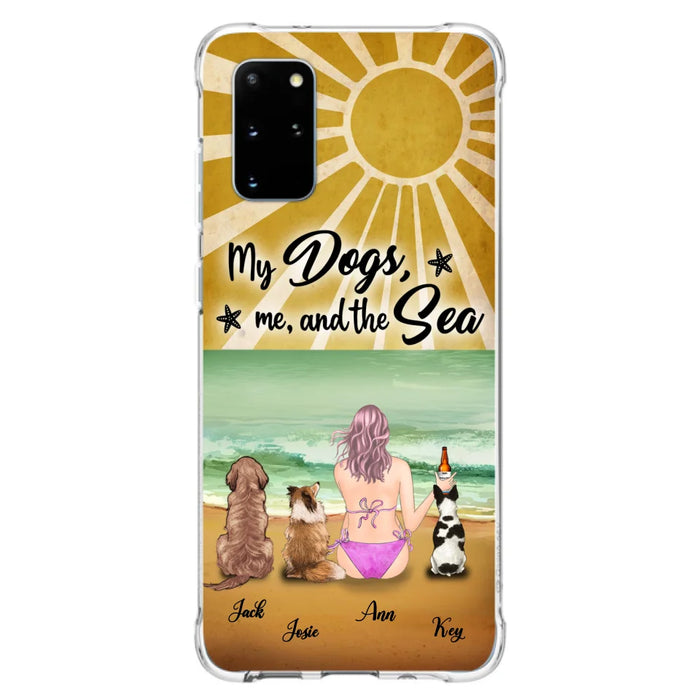 Custom Personalized Dog Mom Phone Case - Gifts For Dog Lovers With Upto 3 Dogs - My Dogs,Me And The Sea