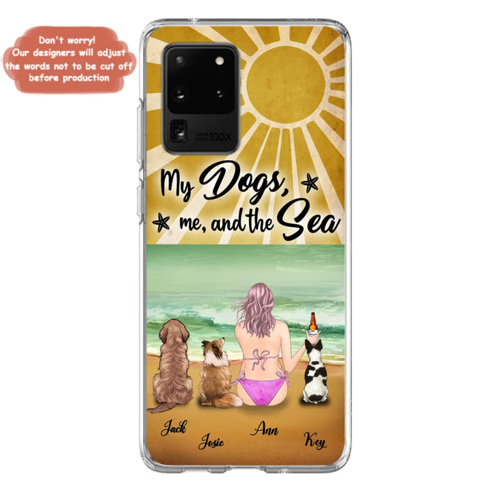 Custom Personalized Dog Mom Phone Case - Gifts For Dog Lovers With Upto 3 Dogs - My Dogs,Me And The Sea