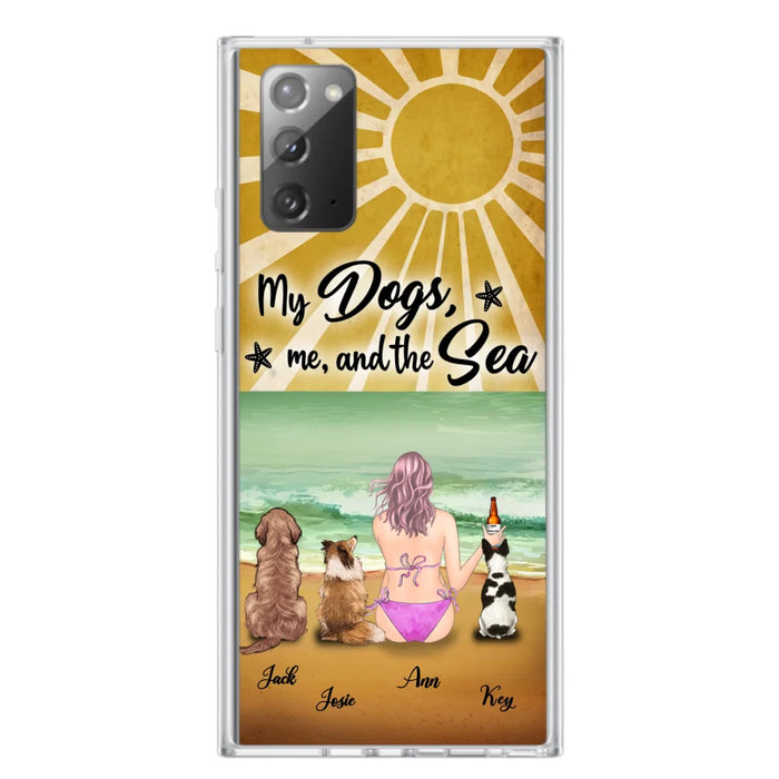 Custom Personalized Dog Mom Phone Case - Gifts For Dog Lovers With Upto 3 Dogs - My Dogs,Me And The Sea