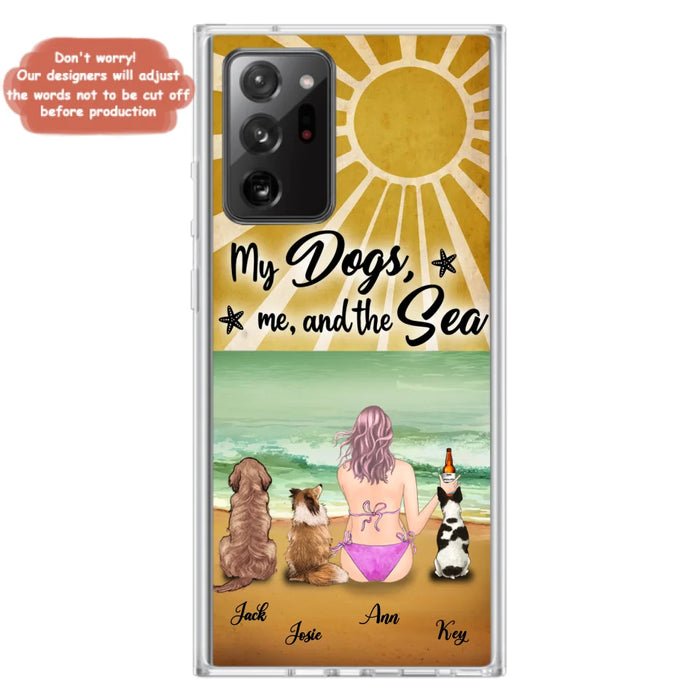 Custom Personalized Dog Mom Phone Case - Gifts For Dog Lovers With Upto 3 Dogs - My Dogs,Me And The Sea