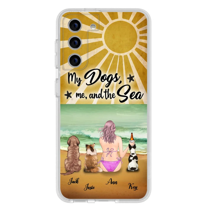 Custom Personalized Dog Mom Phone Case - Gifts For Dog Lovers With Upto 3 Dogs - My Dogs,Me And The Sea