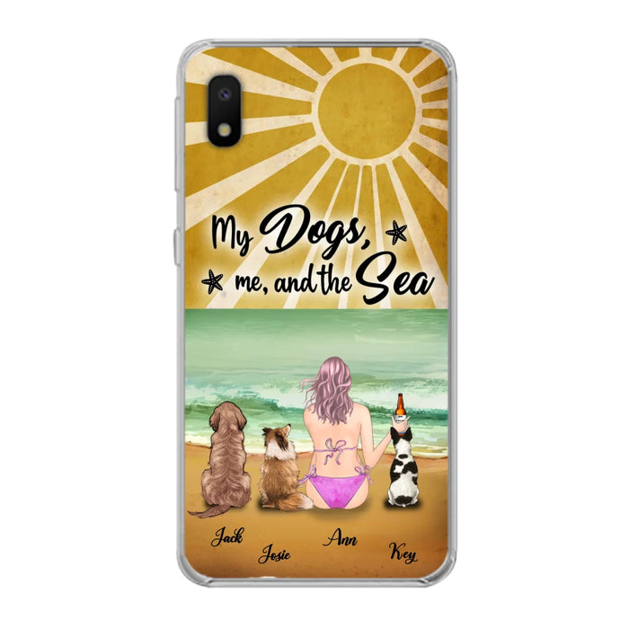 Custom Personalized Dog Mom Phone Case - Gifts For Dog Lovers With Upto 3 Dogs - My Dogs,Me And The Sea