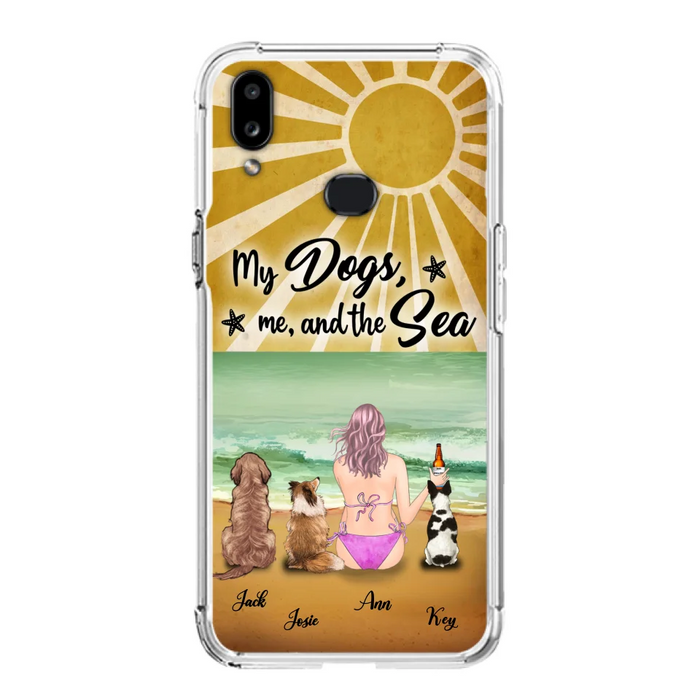 Custom Personalized Dog Mom Phone Case - Gifts For Dog Lovers With Upto 3 Dogs - My Dogs,Me And The Sea