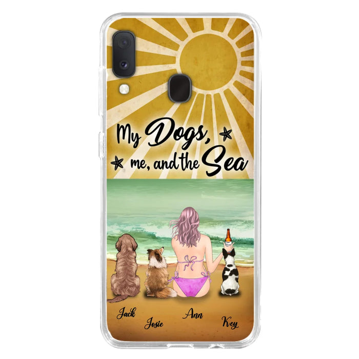 Custom Personalized Dog Mom Phone Case - Gifts For Dog Lovers With Upto 3 Dogs - My Dogs,Me And The Sea