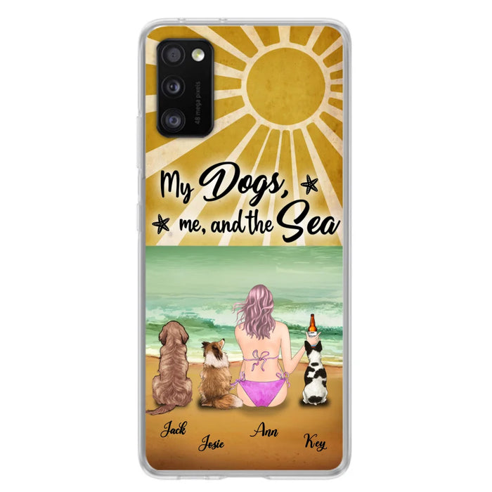 Custom Personalized Dog Mom Phone Case - Gifts For Dog Lovers With Upto 3 Dogs - My Dogs,Me And The Sea