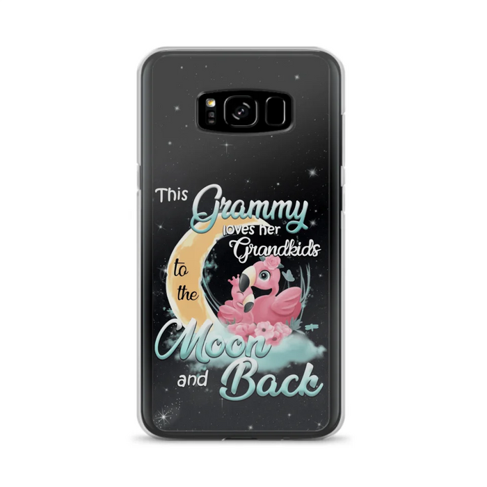 Custom Personalized Grandma Flamingo Phone Case - This Grammy Loves Her Grandkids To The Moon And Back - For iPhone And Samsung Phone Case - HWDFYR