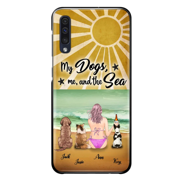 Custom Personalized Dog Mom Phone Case - Gifts For Dog Lovers With Upto 3 Dogs - My Dogs,Me And The Sea